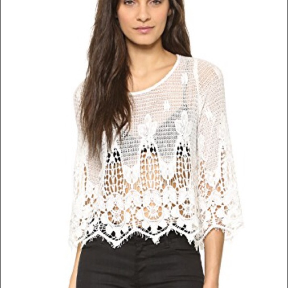 MYNE 2 Leo Bell Sleeve Top Crochet